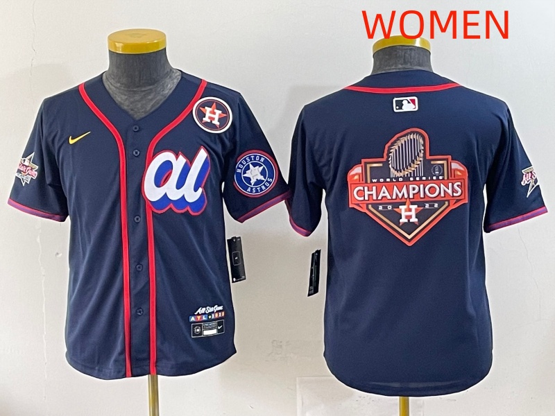 Women 2025 Houston Astros Blank Drak Blue All star Nike MLB Jersey style 003->women mlb jersey->Women Jersey